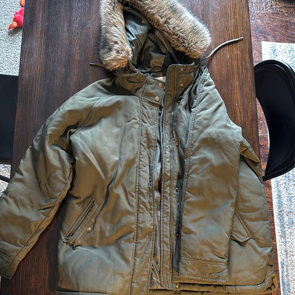 Olive Green Parka with Faux Fur Hood Old Navy